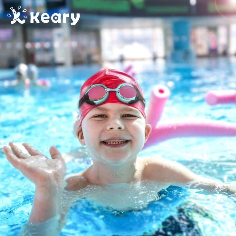 Keary 2 Pack Kids Swim Goggles for Toddler Kids Youth(3-9),Anti-Fog Waterproof Anti-UV Clear Vision Water Pool Goggles Mirrored Black & Pink(2 Pack) - NewNest Australia