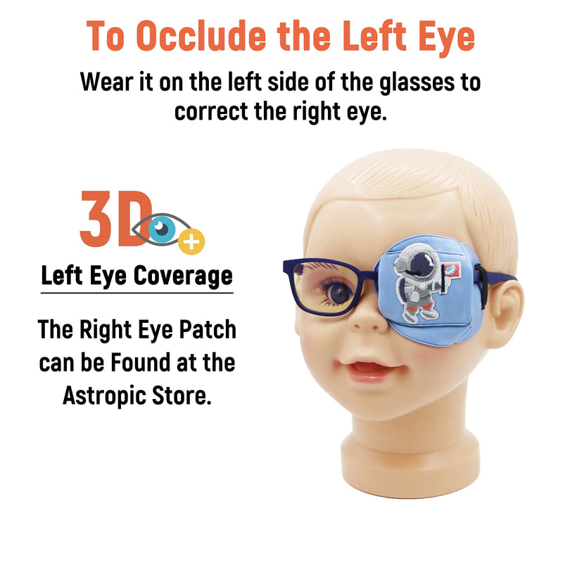 Astropic 3D Silk Eye Patch for Kids | Boys Eye Patch for Glasses | Medical Eye Patch for Children with Lazy Eye (Blue - Astronaut, Left Eye) To Cover Left Eye Grayish Blue_astronaut - NewNest Australia