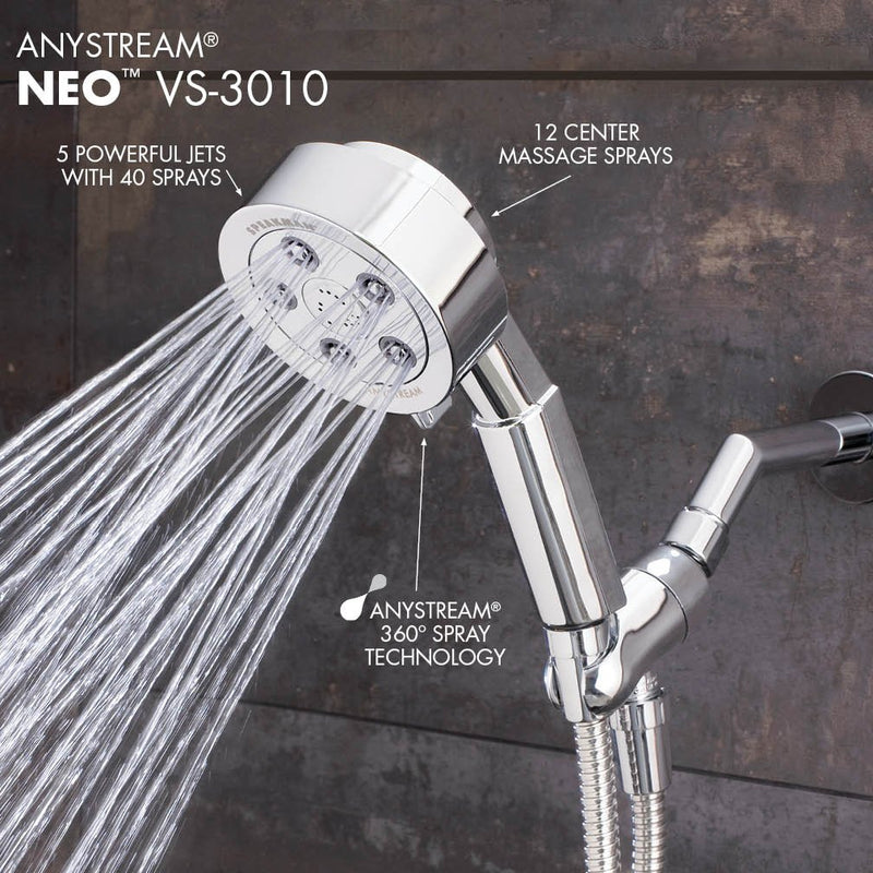 Speakman VS-3010-BN Neo Anystream High Pressure Handheld Shower Head with Hose, Brushed Nickel 2.5 GPM - NewNest Australia