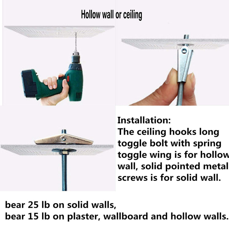 NewNest Australia - 10 Sets Ceiling Hooks - Heavy Duty Swag Hook with Hardware for Hanging Plants Ceiling Installation Cavity Wall Fixing White 