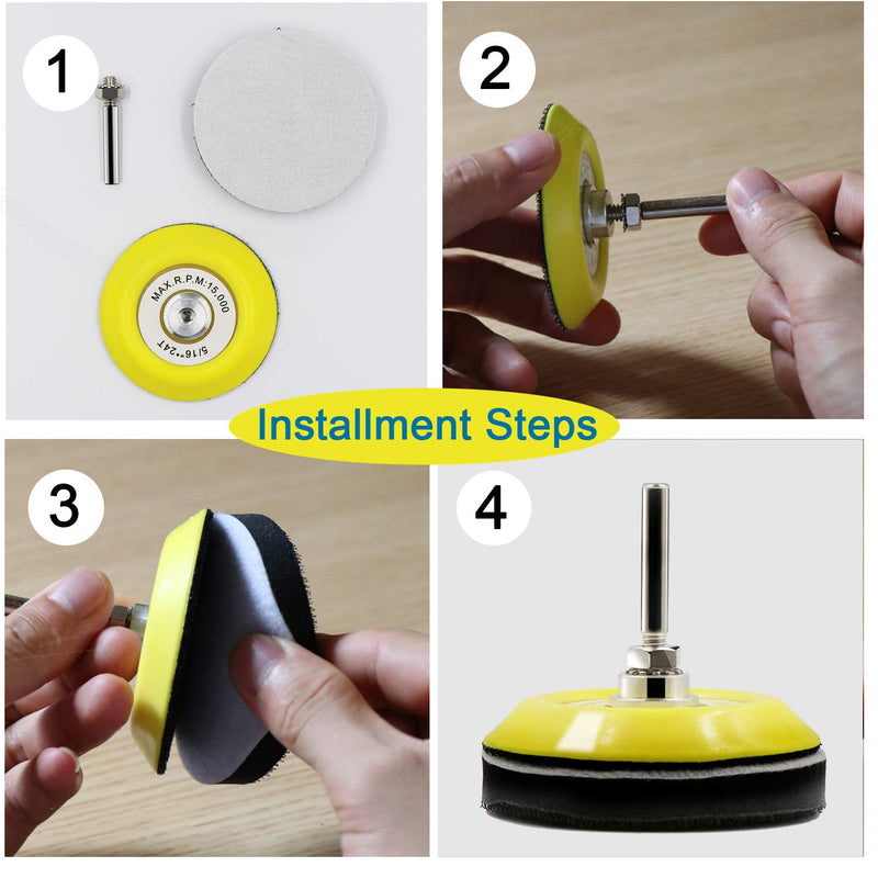 3 Inch(75mm) Hook and Loop Buffing Pad for Sanding Discs, Rotary Backing Pad with 1/4 Inch Dia Shank Drill Attachment and Soft Foam Layer-2 Pack - NewNest Australia