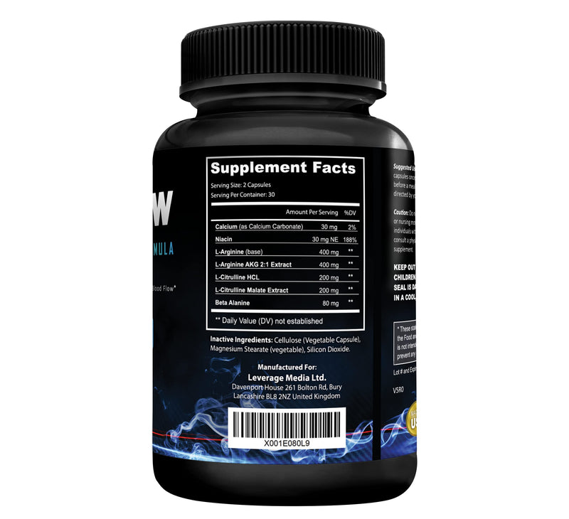 AlphaFlow L-Arginine, L-Citrulline & Beta Alanine | 1340mg Nitric Oxide (NO) Booster for Muscle Growth, Blood Flow, Vascularity & Size | Money Back Guarantee | 60 Vege Capsules - NewNest Australia