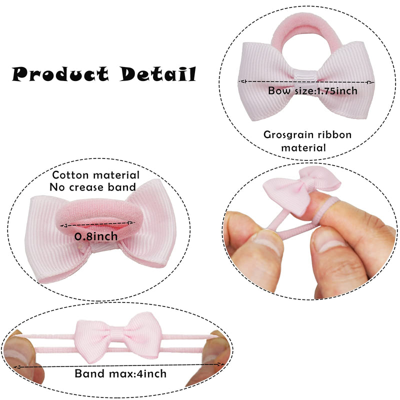 80PCS Tiny Hair Ties With Bows Baby Bows Rubber Bands Hair Ties Soft Elastics Ponytail Holders Hair Accessories for Infants Toddlers Baby Girls Style 1 - NewNest Australia