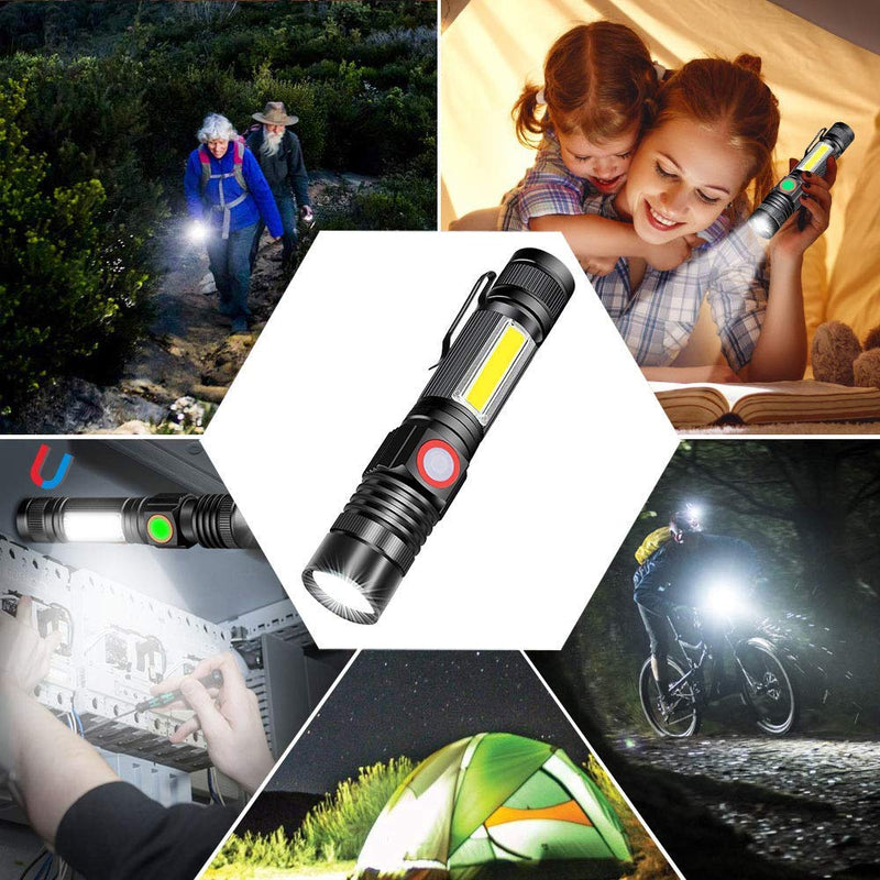 Hoxida Rechargeable Flashlight(Battery Included), Magnetic LED Flashlight with COB sidelight, 1200 Lumen Super Bright LED, Waterproof, Zoomable, 4 Modes Best Flashlight for Camping, Emergency 1pack Magnetic flashlight - NewNest Australia