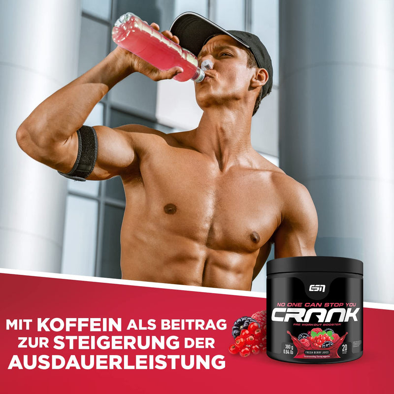 ESN Crank, Fresh Berry Juice, 380g, complete pre-workout booster 380 g (pack of 1) - NewNest Australia