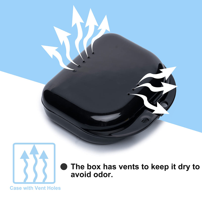 Retainer Case with Vent Holes, 6 Pcs Denture Case, Tight Snap Lock Orthodontic Mouth Guard Case， Black, White, Yellow, Light Purple, Pink and Blue, Easy to Use - NewNest Australia