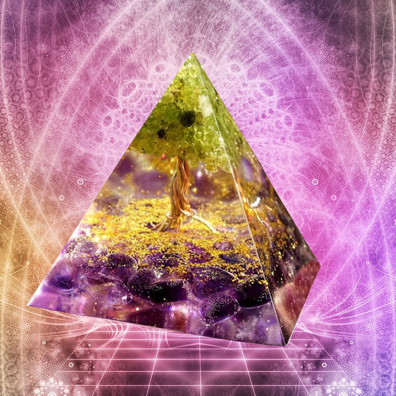VNSTKWW Orgone Pyramid Crystal, Healing Chakra Pyramid for Protection,Balancing Positive Energy,Amethyst Emotional-Negativity Removal Stone,Clear Quartz Crystal Point for Meditation(2.36 inch) A - NewNest Australia