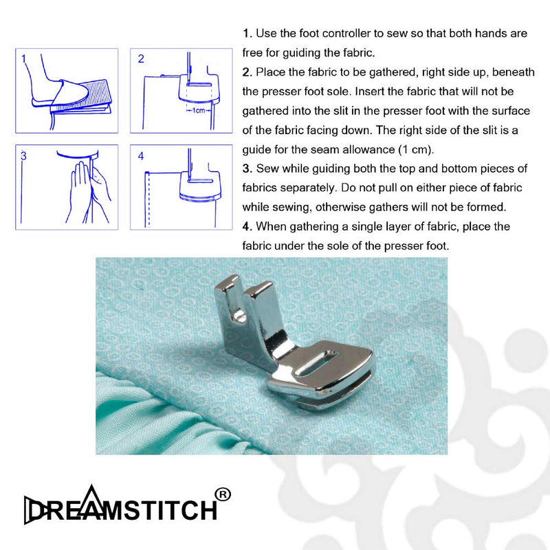 DREAMSTITCH Low Shank Shirring Gathering Presser Foot Fits for All Low Shank Brother, Janome, Simplicity, Kenmore, Pfaff, Singer, Simplicity, Viking Sewing Machine - NewNest Australia