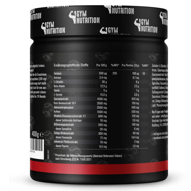 ROAD TO HELL - Ultra Hardcore Booster Pre workout - Powder - ATP + L-Arginine + Citrulline + Beta Alanine + Caffeine 400g in collaboration with Sportstudio Popeye Cola-Lime Flavor Vegan - NewNest Australia