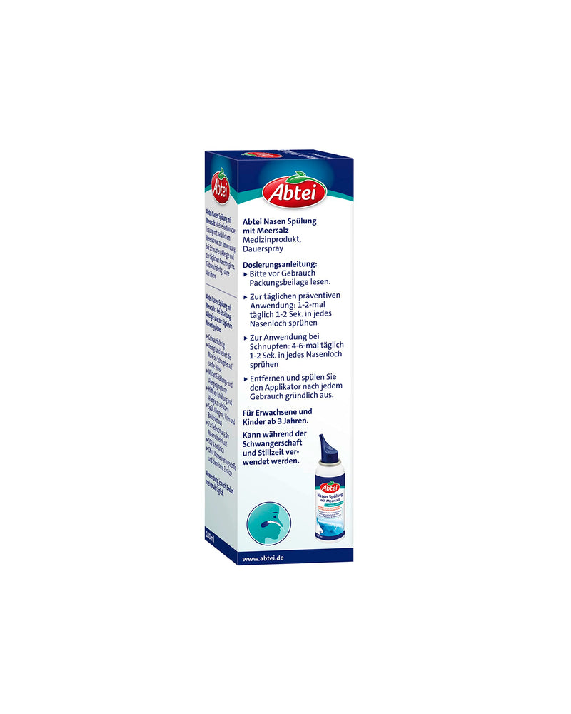 Abtei nasal rinse with sea salt - ready to use and 100% natural - with sea water - for colds, allergies and for daily nasal hygiene - 100 ml 100 ml (pack of 1) - NewNest Australia