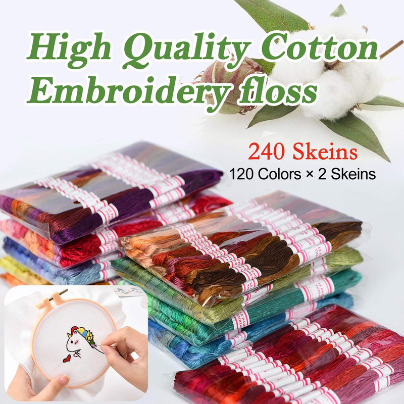 Embroidery Floss 240 skeins 100% Egyptian long-staple cotton Cross Stitch Threads -Friendship Bracelets String -Mercerized Crafts Floss total 1920M 8M/pc 24pcs/bag 10package - NewNest Australia