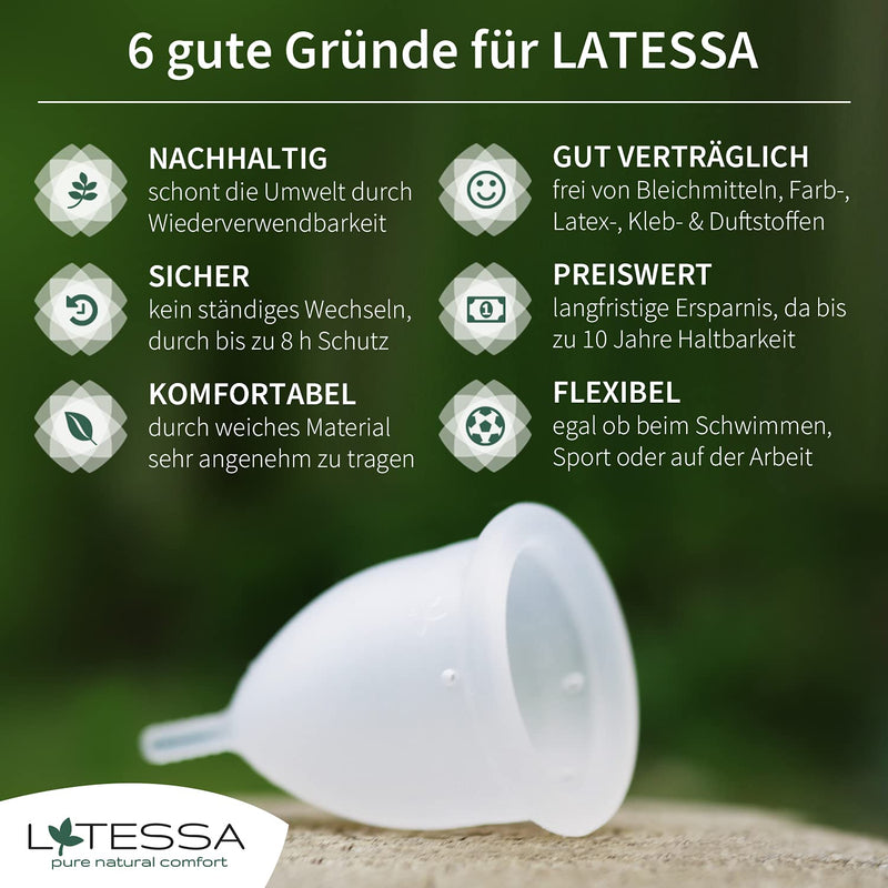 LATESSA menstrual cup, test very good, Made in Germany, BPAfree, menstrual cup, period menstrual cup, period cup, gift for woman, alternative whether soft tampons or pads, S small - NewNest Australia