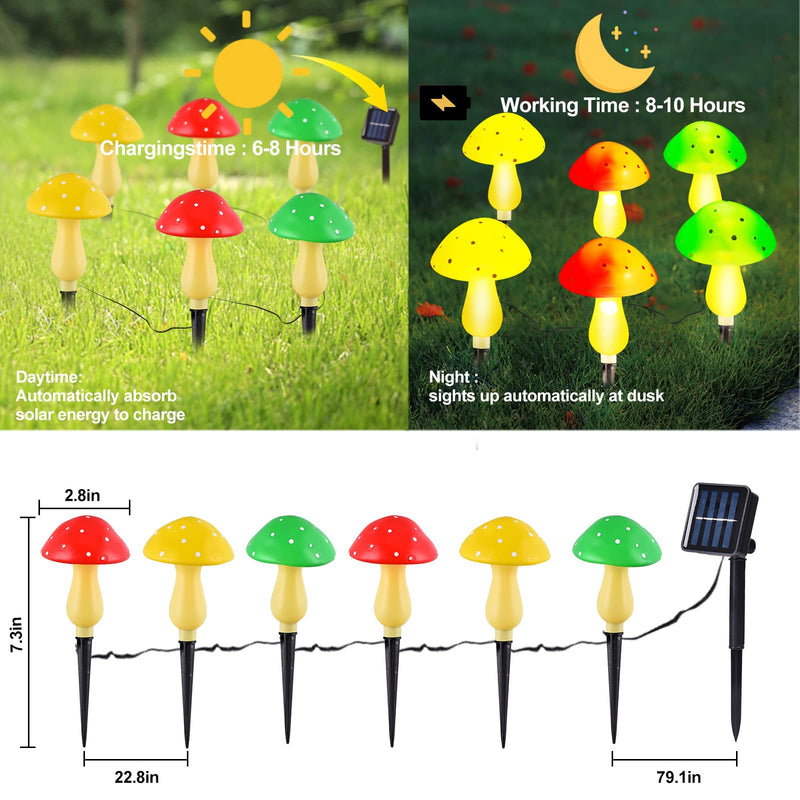 Solar Mushroom Lights Outdoor Waterproof, LED Landscape Lights Pathway Lights Solar Powered with 6 Cute Mushrooms for Garden, Yard, Path, Fence, Lawn, Christmas and Wedding Decoration - NewNest Australia