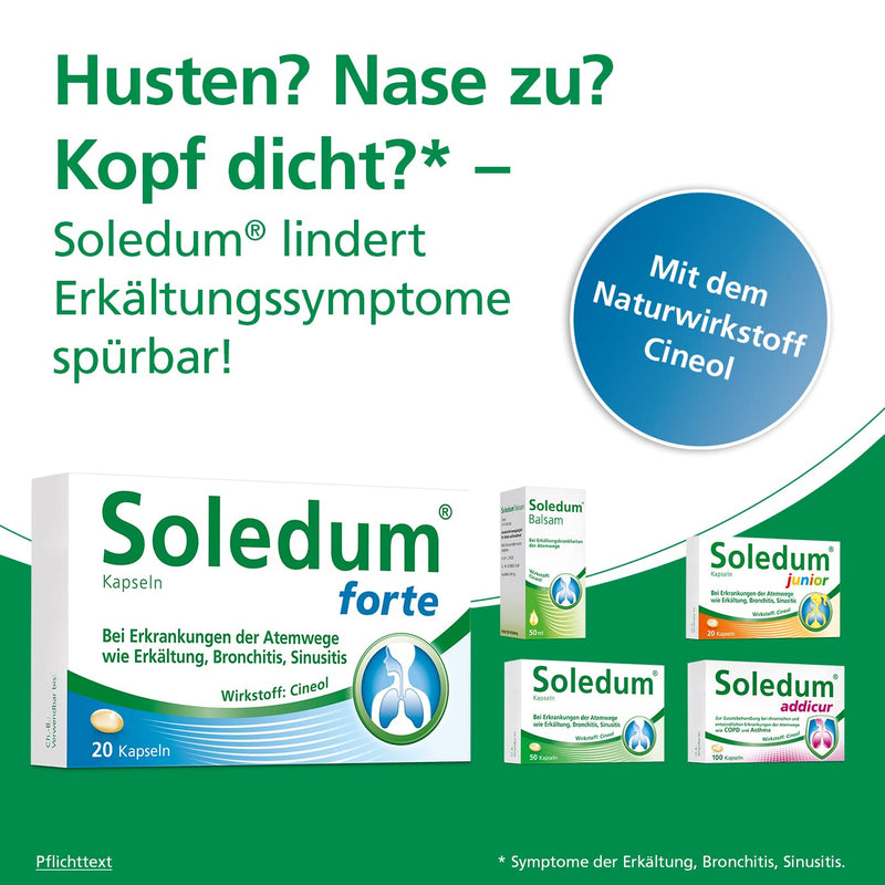 Soledum Addicur | For additional treatment of chronic and inflammatory diseases of the respiratory tract such as COPD and asthma | 100 capsules - NewNest Australia