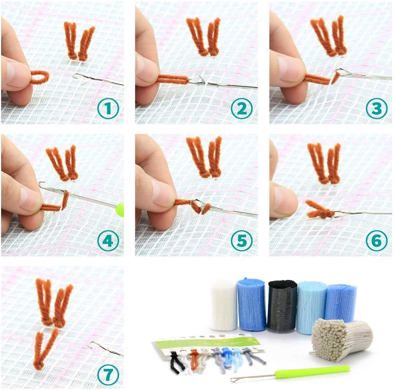LAPATAIN Latch Hook Kits DIY Crochet Yarn Kits,Baseball Carpet Embroidery Hook Rug Kit Needlework Sets Cushion for Kids or Adults Home Decor 20x20inch Baseball - NewNest Australia
