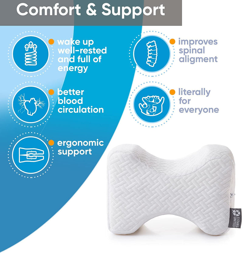 Knee Pillow for Sleeping - Leg Pillow 100% Memory Foam - Leg Pillows for Sleeping on Side - Knee Support Pillow - Knee Cushions for Sleeping - Hip Support Pillow Contour White - NewNest Australia