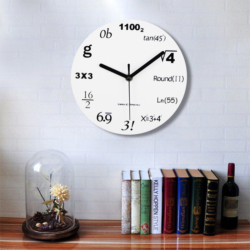 NewNest Australia - Timelike Math Clock, Unique Wall Clock Modern Design Novelty Maths Equation Clock - Each Hour Marked by a Simple Math Equation (12"(30CM)) 12"(30CM) 