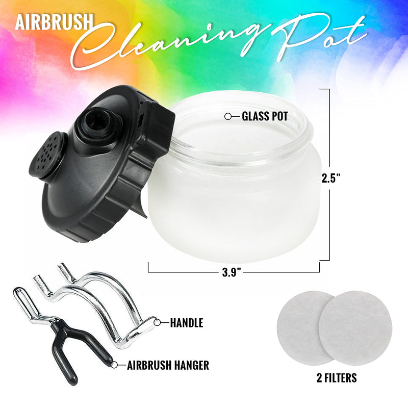 Airbrush Cleaning Kit - Airbrush Clean Pot Glass Cleaning Jar with Holder, 5pc Cleaning Needles, 5pc Cleaning Brushes, 1 Wash Needle, 2 Extra Filters Airbrush Cleaning Kit - NewNest Australia