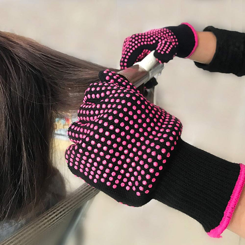 Professional Heat Resistant Glove Non Slip Silicone Bump for Hair Styling Heat Blocking for Curling, Flat Iron and Curling Wand Suitable for Left and Right Hands, 1 Piece - NewNest Australia