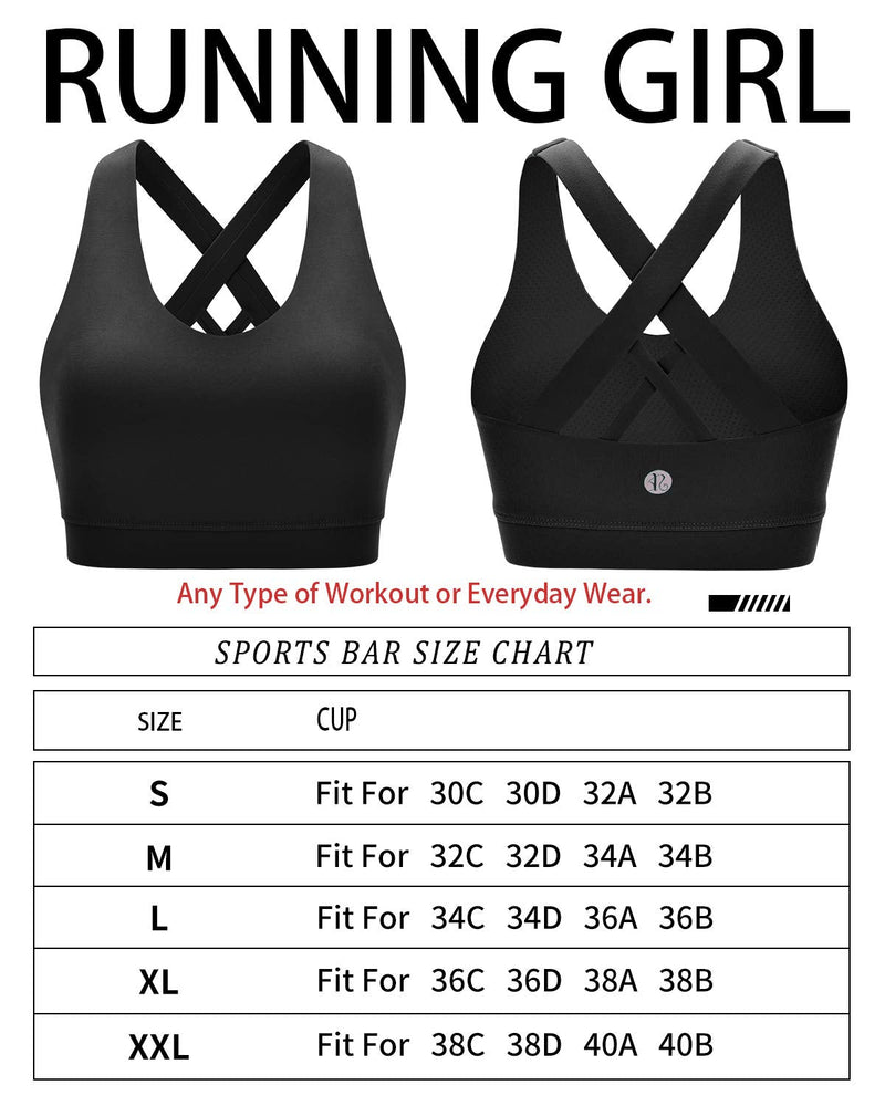 RUNNING GIRL Sports Bra for Women, Criss-Cross Back Padded Strappy Sports Bras Medium Support Yoga Bra with Removable Cups A-black Large - NewNest Australia