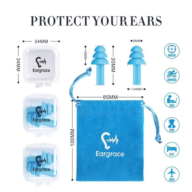 Reusable Silicone Ear Plugs - 3 Pairs - Snr 31 Waterproof Soft Hypoallergenic - Comfortable Noise Canceling Ear Plugs For Sleeping And Airplane With Travel Bag - NewNest Australia