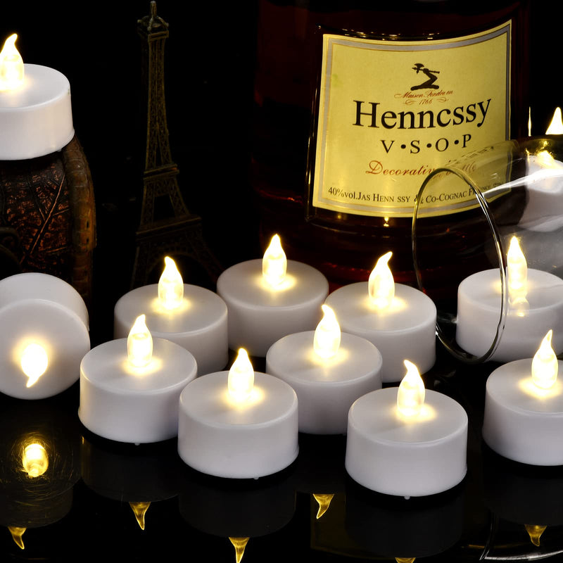 Battery Operated Tea Lights Candles: 24 Pack Realistic and Bright Flickering Holiday Gift Flameless Candles LED Electric Tea Candles for Seasonal & Festival Party Home Decoration (Warm White) 24 Pack Warm White - NewNest Australia