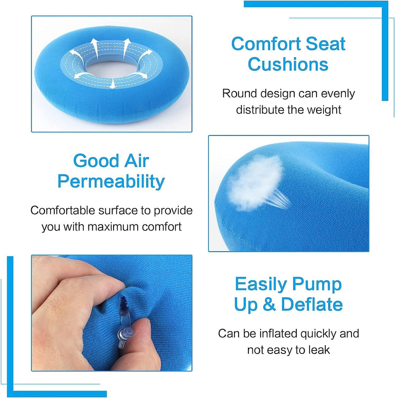 Yaklee Hemorrhoid Seat Cushion, Pack Of 2, 90 Kg Load Capacity, Inflatable Donut Cushion, 30 Cm Round Orthopedic Seat Cushion, Coccyx Seat Ring With Pump For Hemorrhoids Coccyx Pain Pregnant Women - NewNest Australia