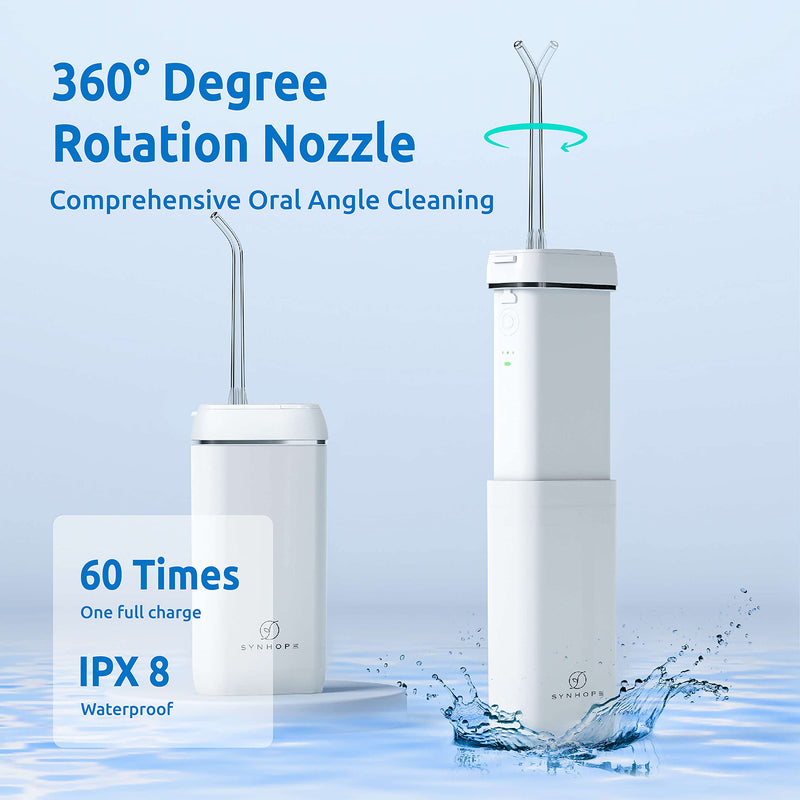 Water Flosser [Mini Cordless Portable] Oral Irrigator Water Teeth Cleaner Pick, Telescopic Water Tank, 3 Modes & IPX7 Waterproof, Home & Travel Water Flossers for Teeth, Braces Bridges Care. - NewNest Australia