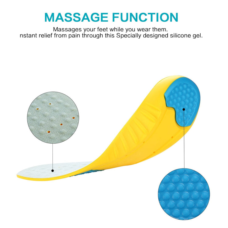 MOISO Memory Foam Orthotic Insoles for Plantar Fasciitis with Arch Support Shock Absorption Metatarsal Pad Stoma Design for Men & Women 8-10.5 UK Women / 7.5-10 UK Men Yellow - NewNest Australia
