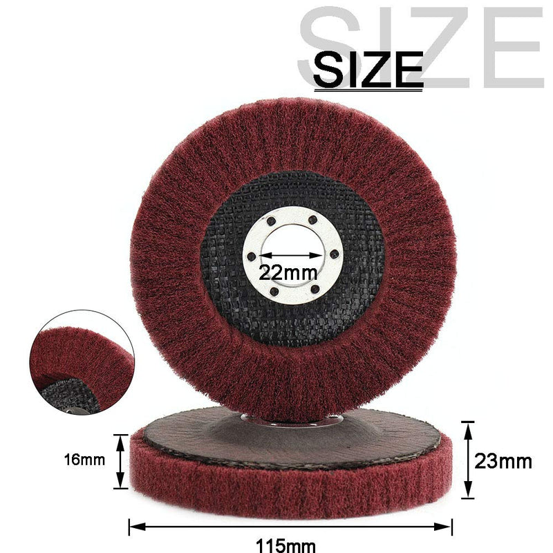 KUOFU 4-1/2 inch 5 Pcs Nylon Fiber Flap Wheel Polishing Buffing Disc,Scouring Pad Buffing Wheel Polishing Grinding Tool for Angle Grinder,Grit 320 Red 7/8” Hole grit 320 - NewNest Australia