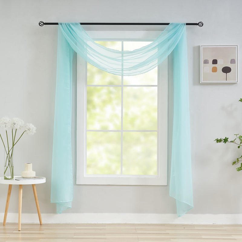 Aqua Sheer Scarf Valance Curtains for Windows - Sheer Fabric for Draping Canopy Bed Curtain Scarf Wedding Arsh Table Runner for Living Room/Bedroom/Kids Room/Party Backdrop 1 Panel 34x144 Inches Long 34"Wx144"L Aqua - NewNest Australia