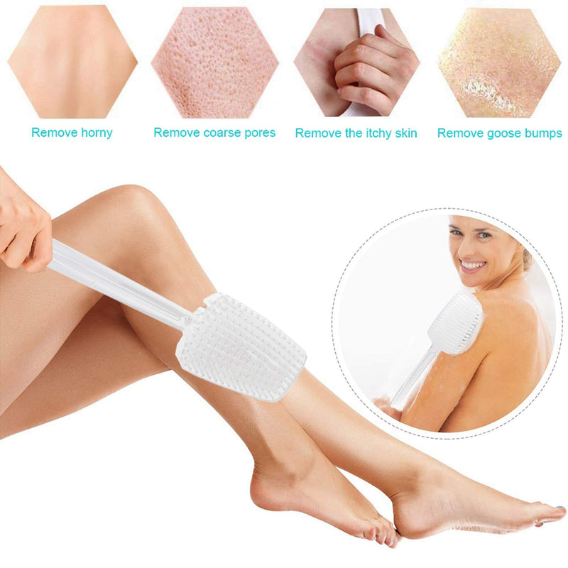 Mczcent Body Brush Dry Brushing Back Scrubber with Curved Plastic Long Handle Bath Shower Brush Dry Skin Exfoliating Cellulite Brush for men and women(Transparent Handle), XL - NewNest Australia