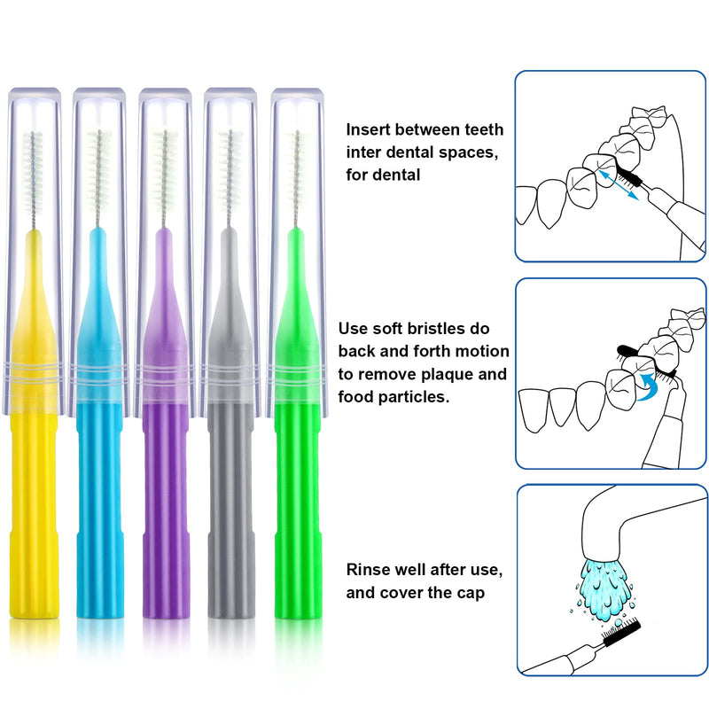 50 Pieces Braces Brush for Cleaner Interdental Brush Toothpick Dental Flossing Head Oral Hygiene Flosser Tooth Cleaning Tool (Light Blue, Purple, Yellow, Gray, Light Green) Light Blue, Purple, Yellow, Gray, Light Green - NewNest Australia