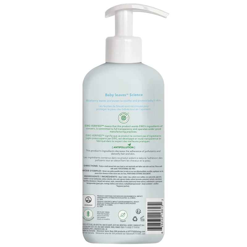 ATTITUDE 2-in-1 Shampoo and Body Wash for Baby, EWG Hypoallergenic Plant- and Mineral-Based Ingredients, Vegan and Cruelty-free, Almond Milk, 16 Fl Oz 16 Fl Oz (Pack of 1) - NewNest Australia