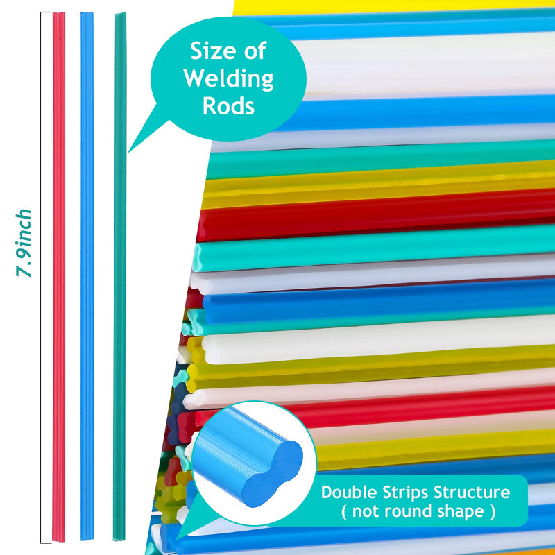 100 Pieces Plastic Welding Rods 7.9 Inch PP/PVC/PPR Plastic Welder Repair Rods for Car Bumpers and Daily Plastic Repair, 20 Pieces for Each Color - NewNest Australia