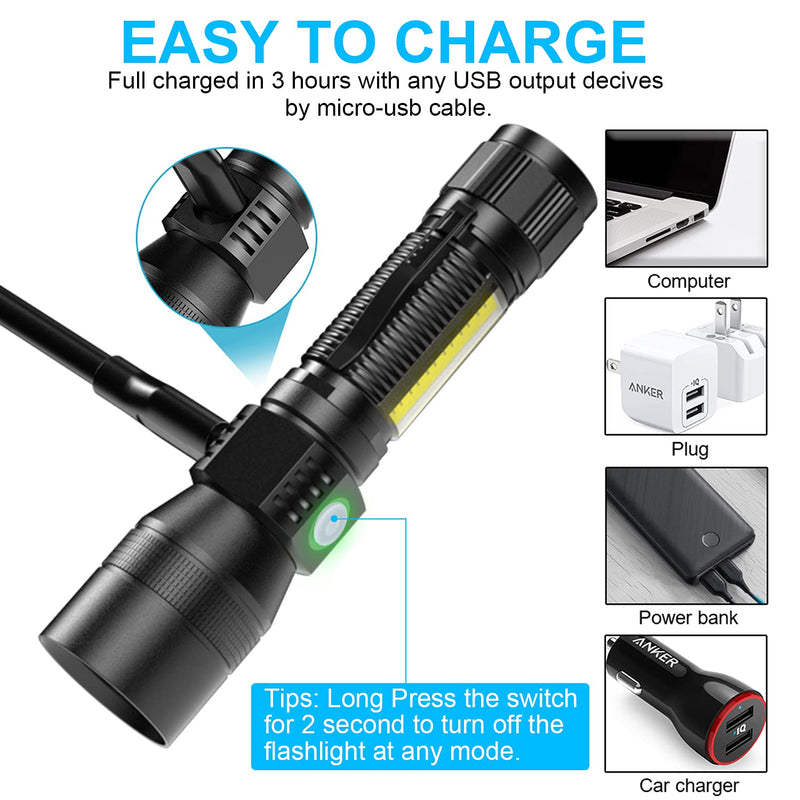 UV Flashlight Rechargeable, Black Light Flashlight with Magnet&Side Work Light 3in1 Tactical Flashlight Blacklight&Redlight, 1300lm, Zoomable, Waterproof LED Torch for Pet Urine Detector, Mechanics 2 - NewNest Australia