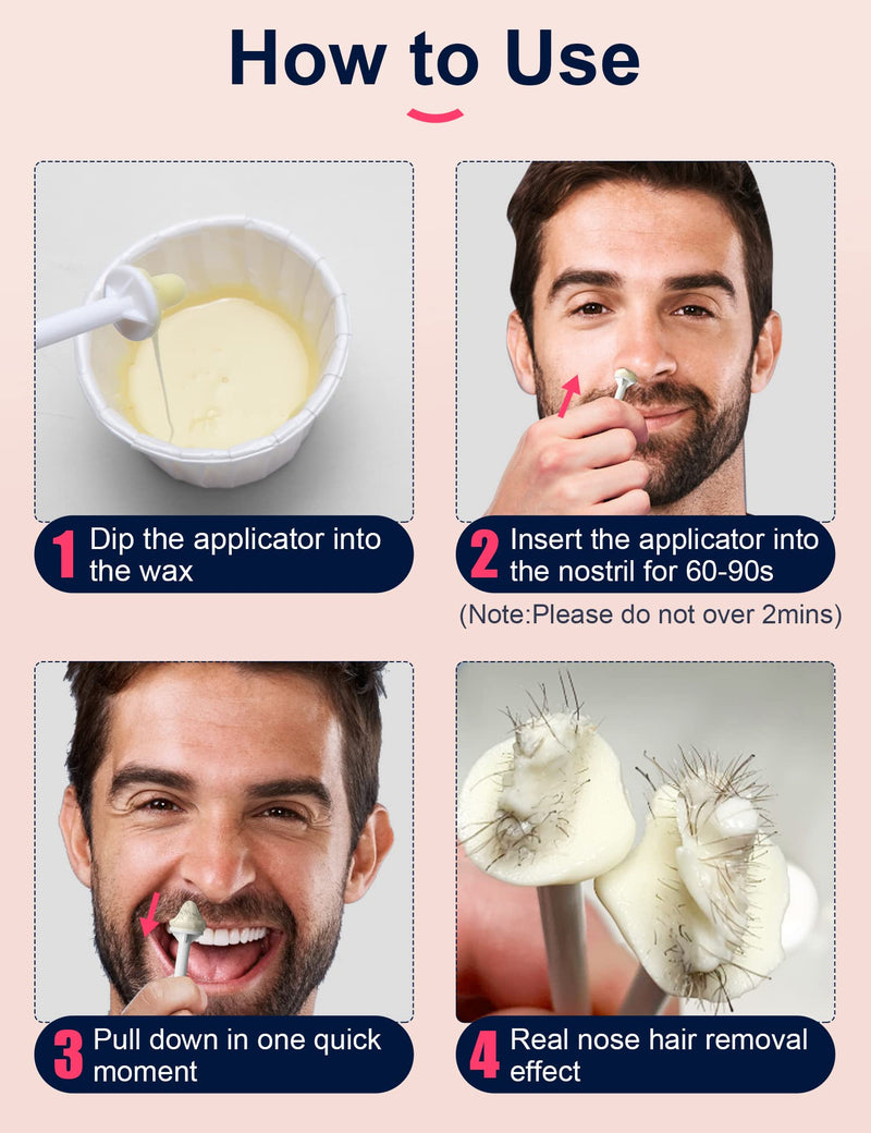 ANRUZ Nose Waxing kit with 100g Nose Wax Beads,Nose Hair Wax Kit with 10 Wooden Spatula, 20 Applicators and 10 Paper Cup- Painless & Safe Nose Hair Removal Wax Kit Can be Used for 15-20 Times - NewNest Australia