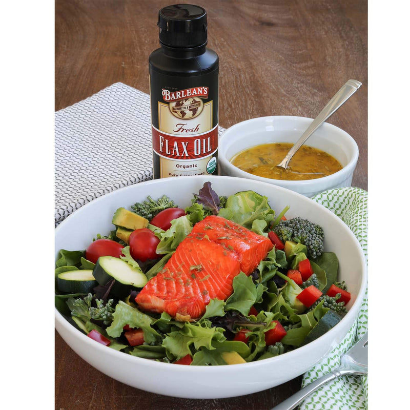 Barlean's Fresh Flaxseed Oil from Cold Pressed Flax Seeds - 7,640mg ALA Omega 3 Fatty Acids for Improving Heart Health - Vegan, USDA Organic, Non-GMO, Gluten Free - 12-Ounce - NewNest Australia