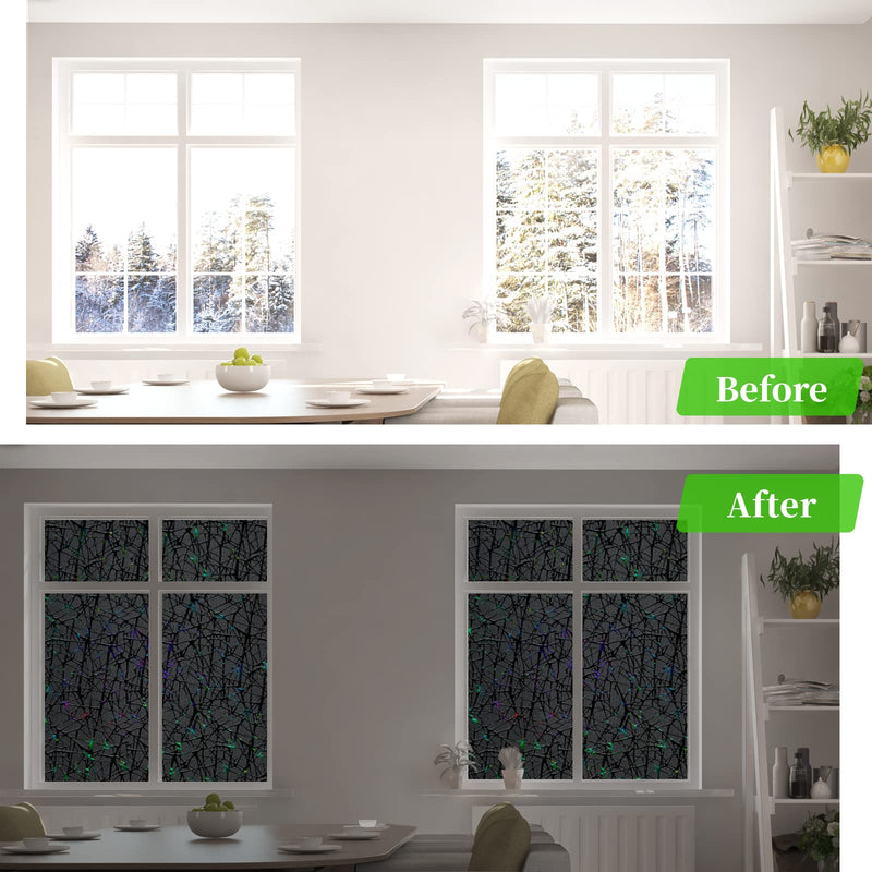 QHY Sunshine Total Blackout Window Film Privacy? Frosted Glass Window Film?Black Window Tint? No Glue? Detachable, no Marks, Suitable for Repeated use (Black, 17.5 in X 78.7 in) Black - NewNest Australia