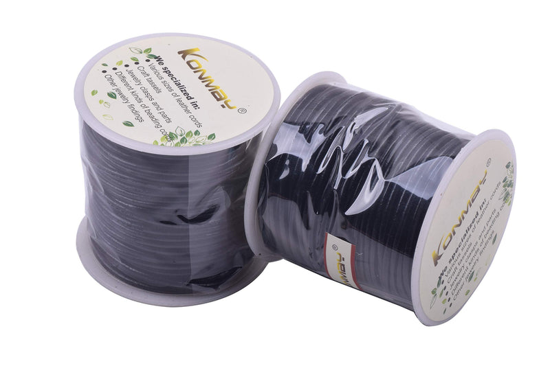 KONMAY 1 Skein 25 Yards 2.0mm Black Color Soft Round Real Jewelry Leather Cord - NewNest Australia