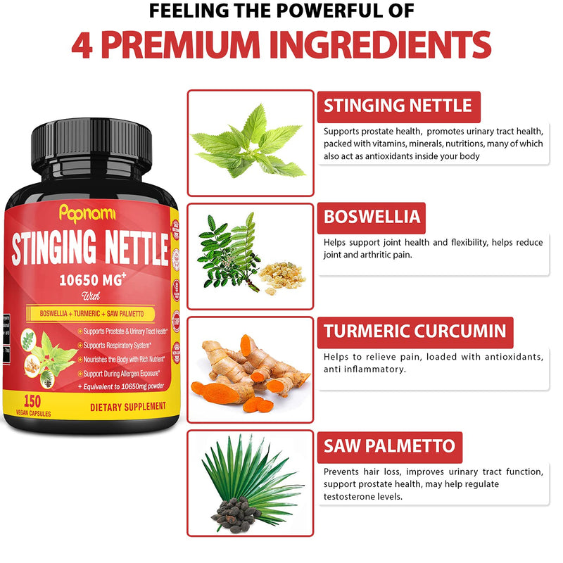 Stinging Nettle Root Extract Capsules Equivalent to 10650MG, Highest Potency Plus Complex, 5 Months Supply | Prostate Health Supplements for Men| Promotes Urinary Tract Health, Blood Pressure Support - NewNest Australia