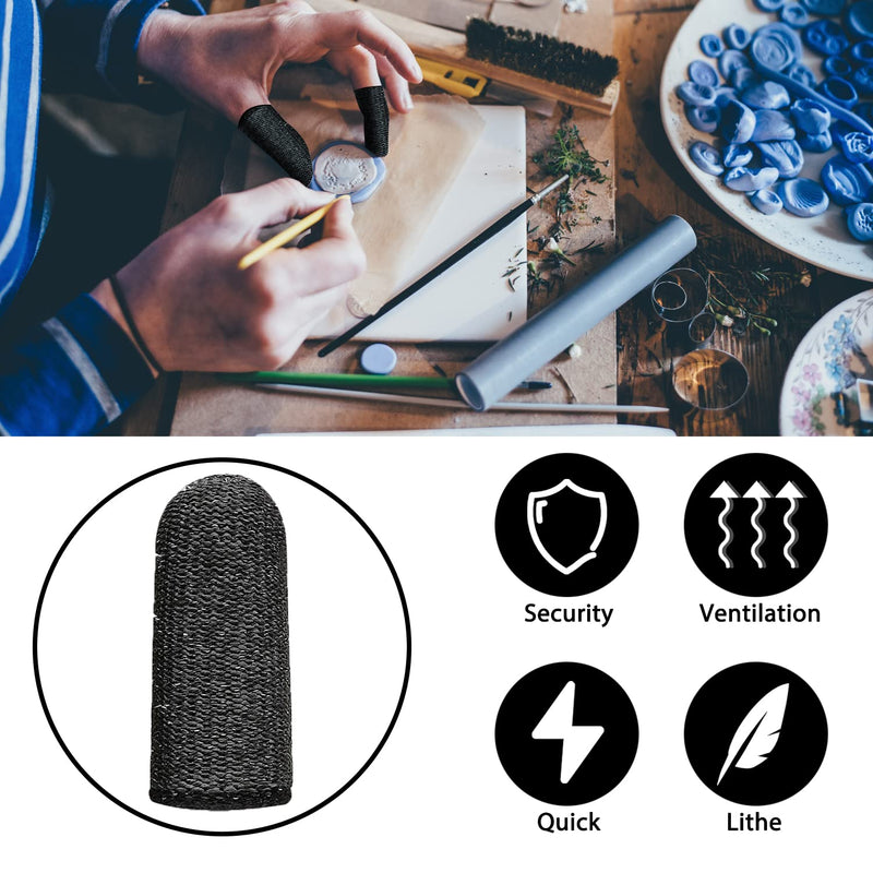12 Pieces Finger Cots, Reusable Thumb Protector Non Slip Finger Protectors Breathable Finger Cots Cut Resistant Protection for Work, Kitchen, Garden, Sculpture (Black)… Black - NewNest Australia