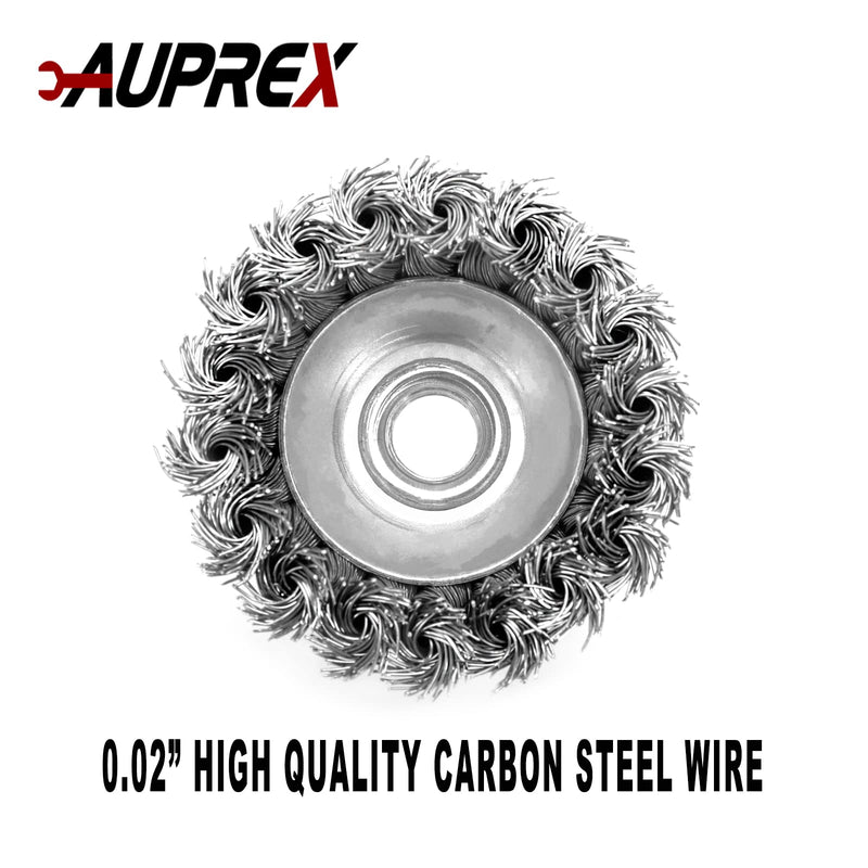 AUPREX 2 Pack 3 Inch Knotted Wire Cup Brush for Angle Grinders with 5/8 Inch-11 UNC Thread Arbor, 0.02" Carbon Steel Wire for Rust,Corrosion,Paint Removal and Other Heavy Duty Conditioning for Metals 2 PACK 3" Cup Brush - NewNest Australia