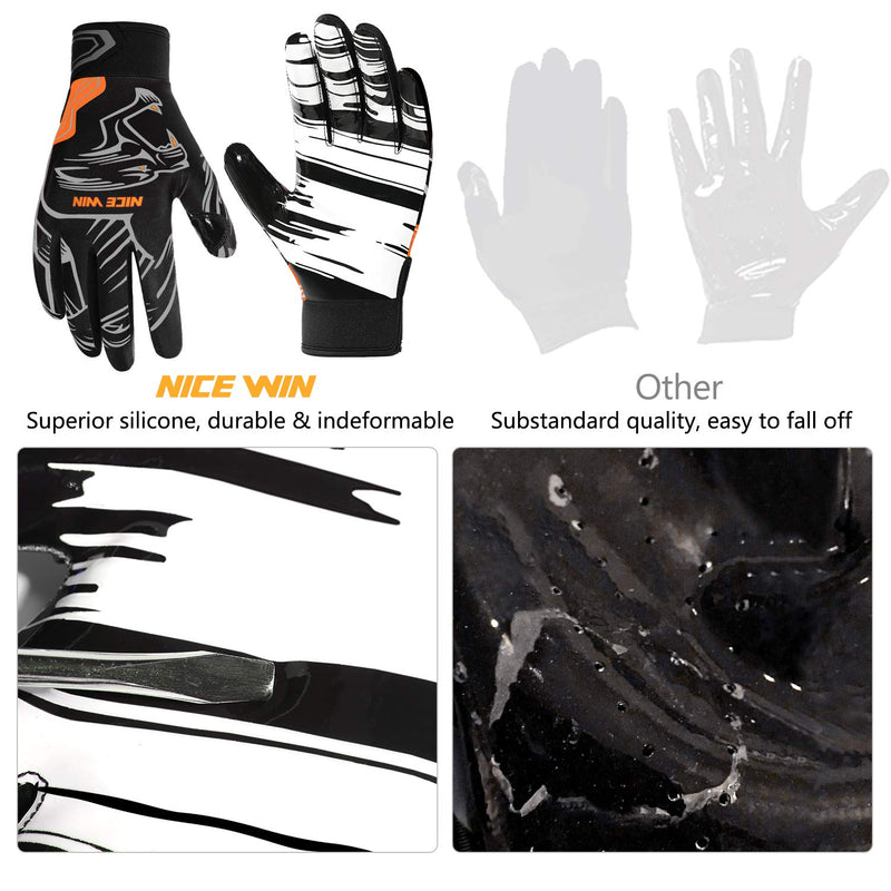 NICEWIN Football Gloves Adult Football Receiver Gloves for Men and Women Black Medium - NewNest Australia