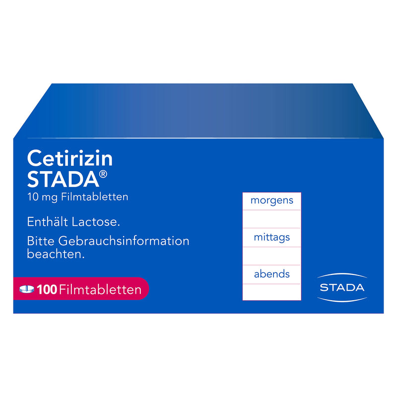 Cetirizine STADA 10 mg - symptomatic treatment of allergic diseases such as hay fever - works quickly - suitable for children aged 6 and over - without a prescription - 100 film-coated tablets - NewNest Australia