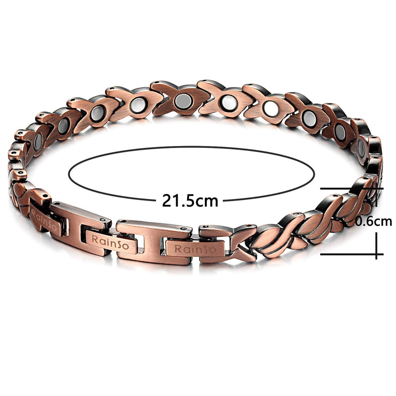 RainSo Womens Pure Copper Magnetic Therapy Bracelets for Arthritis Wristband with 3 Smarter Buckle Adjustable Petal - NewNest Australia