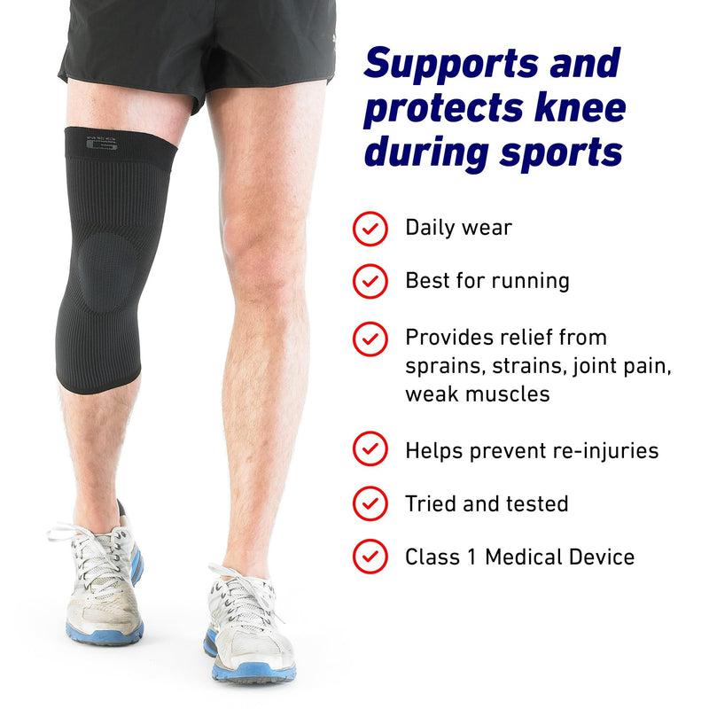 Neo-G Knee Support for Running, Sports, Daily Wear – Knee Bandage Support for Sprains, Strains, Joint pain, Weak Muscles - Multi Zone Knee Compression Sleeve - Airflow - L - Black LARGE: 38 - 43 CM - NewNest Australia