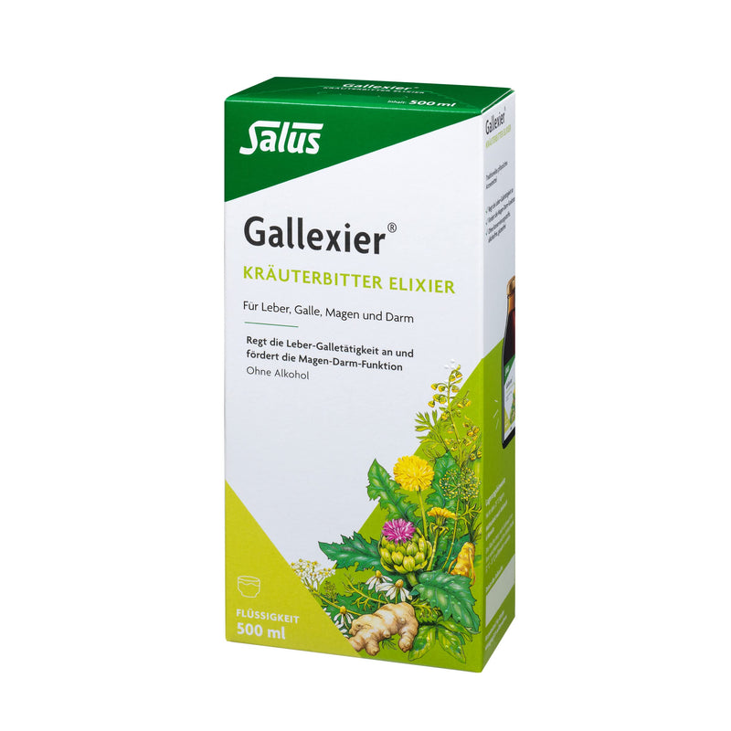 Salus Gallexier Herbal Bitter Elixir - 1 X 500 Ml Liquid - Over-The-Counter Medicine - For Liver, Bile, Stomach And Intestines - Promotes Gastrointestinal Function - Alcohol-Free - NewNest Australia