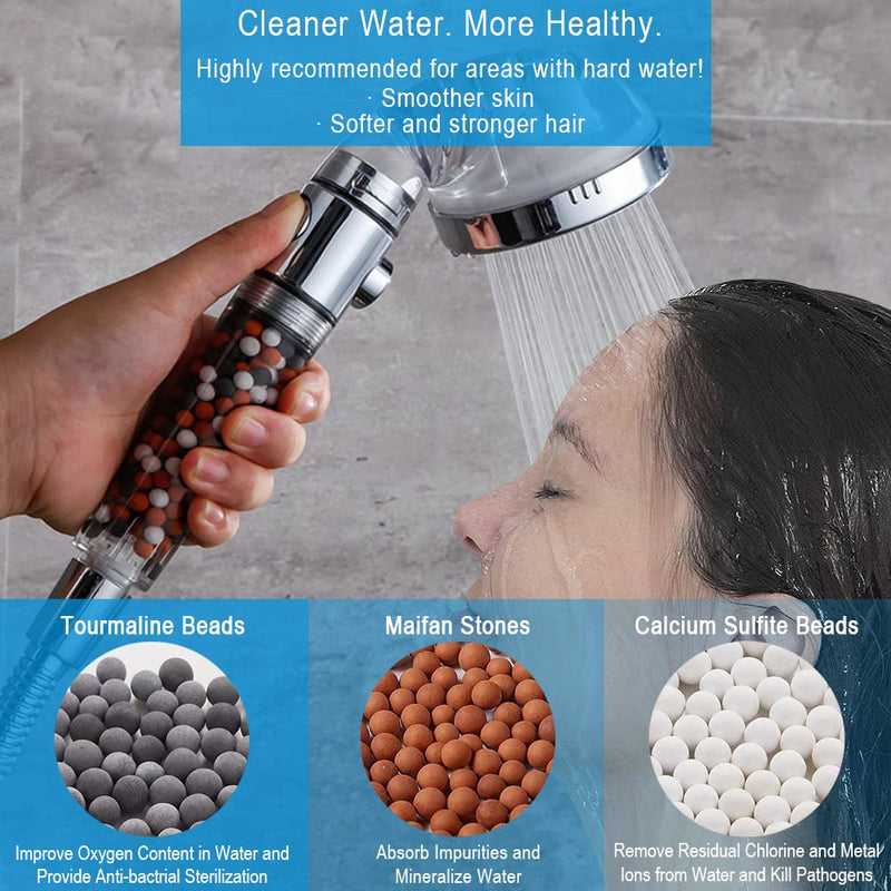 Vacto High Pressure Handheld Shower Head with Filter, Shower Head Kits with Hose and Bracket, Hard Water Softener Water Purifying Filtered Showerheads with Filter Beads  Helps Dry Skin and Hair Loss - NewNest Australia