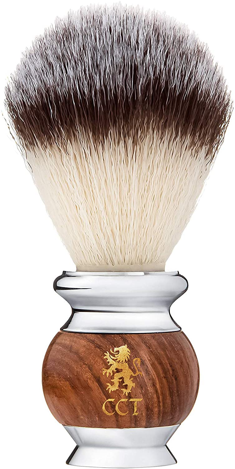 The Cambridge Cut Throat Premium Vegan Shaving Brush Made of Wood and Stainless Steel for Men - Imitation Badger Hair Shaving Brush - Great Men's Gift - NewNest Australia